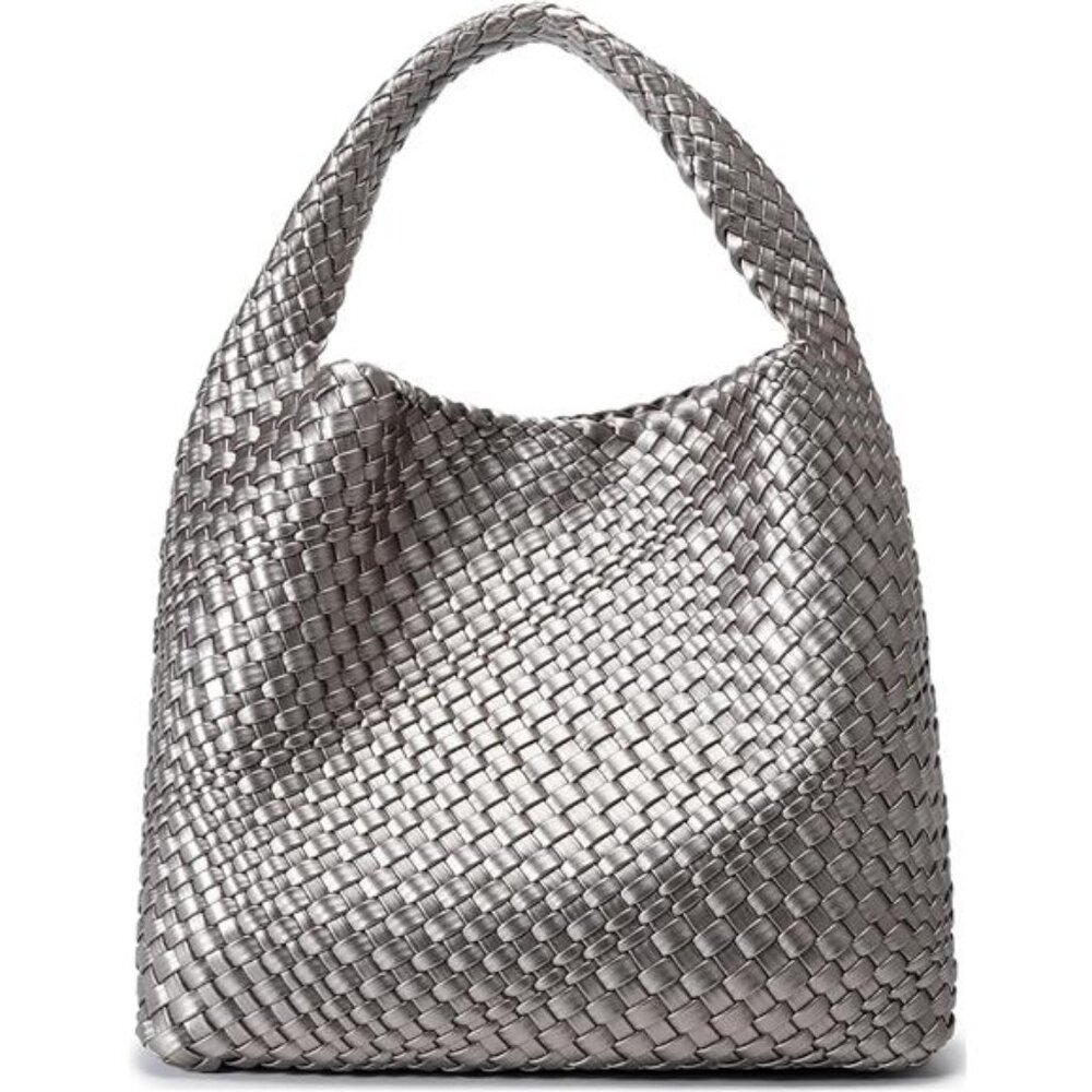 Queenoris Fashion Woven Purse for Women Top-handle Shoulder Bag Soft Summer